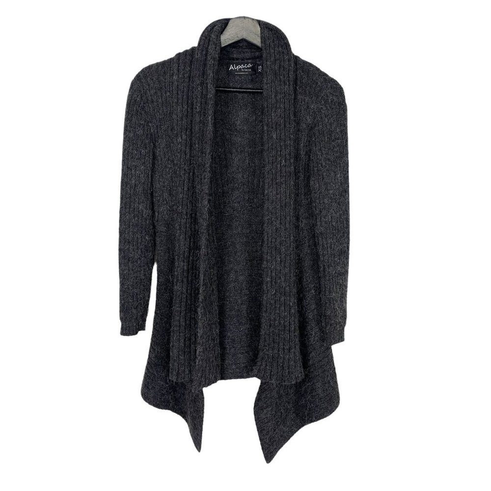 Alpaca by Karim Grey Open Front Waterfall Cardigan XS